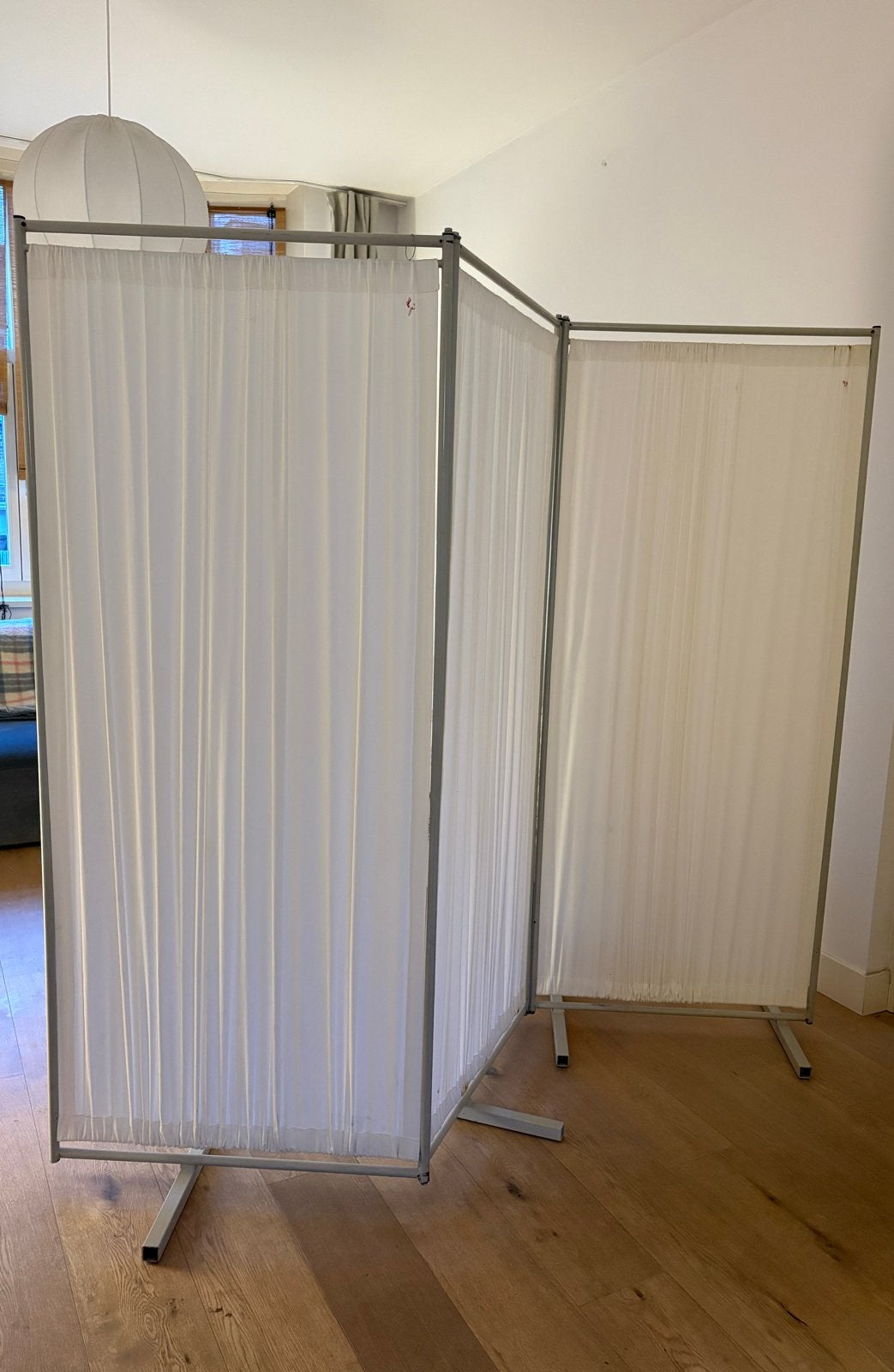 Vintage Kamerscherm - Wit met Grijze Railing (3 Vlakken), Ophalen, Vintage, Gebruikt, Wit