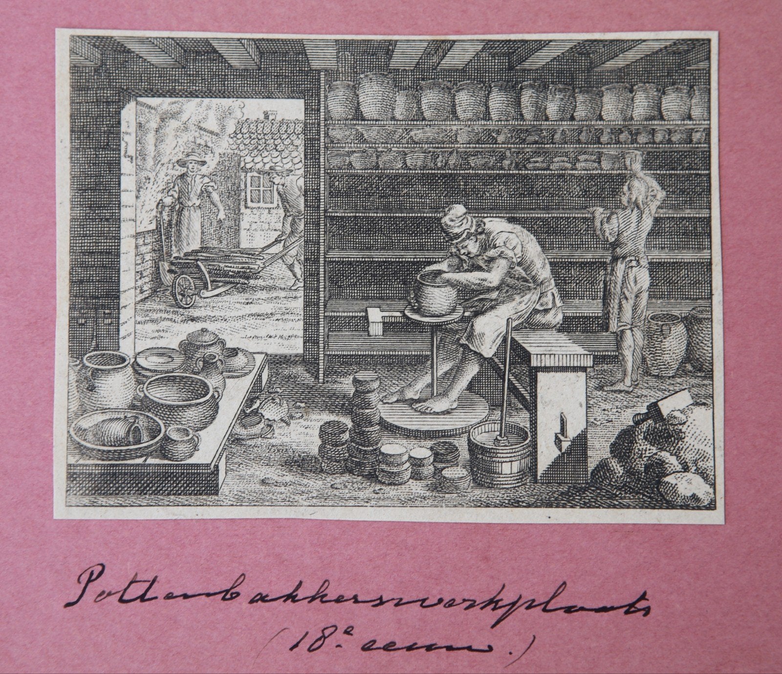 Originele 18e-eeuwse kopergravure Pottenbakker (1774), Antiek en Kunst, Ophalen of Verzenden, Dagelijks leven, Gravure, 1700 - 1799