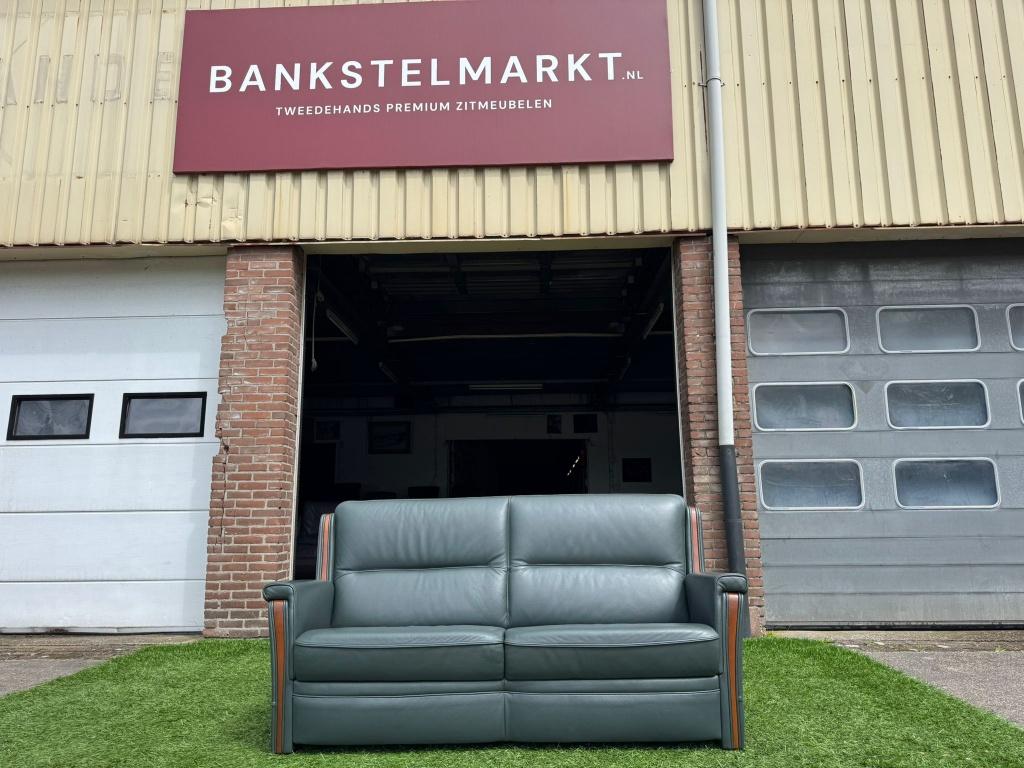 Bankstel SENIOREN Mecam blauwe leer 2,5 zit bank, Ophalen, Pahest@hotmail.nl, Design, Driepersoons