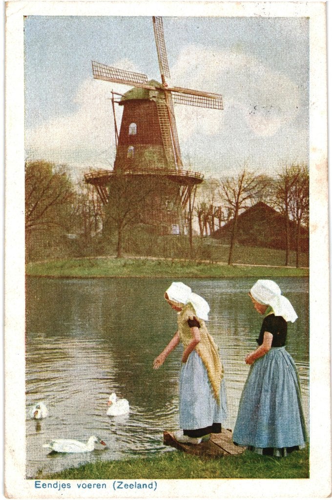 936057 Middelburg Zeeland Klederdracht Molen 1929 Gelopen, Ophalen of Verzenden, 1920 tot 1940, Gelopen, Zeeland