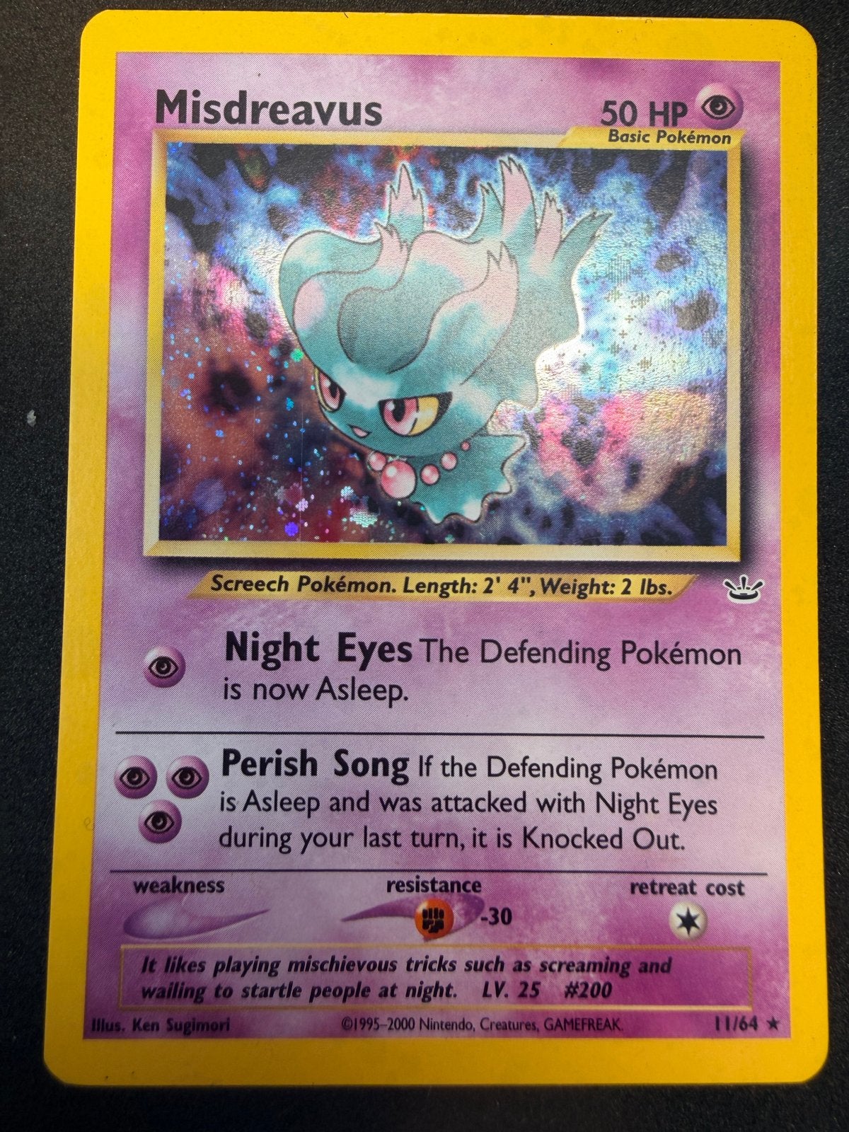 Misdreavus Pokémon Kaart 11/64 Neo Revelation Foil, Ophalen of Verzenden, Gebruikt, Losse kaart, Foil