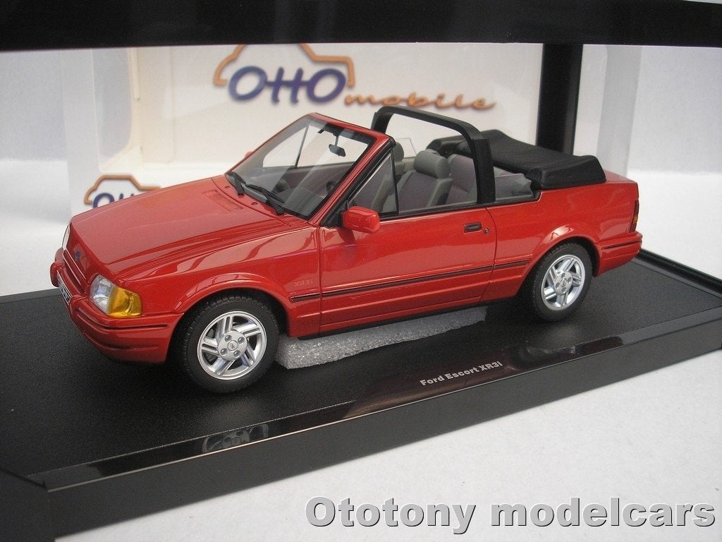Ford Escort MK4 XR3i Cabriolet 1986 Rood 1/18 Otto Mobile, Ophalen of Verzenden, Nieuw, Auto, OttOMobile