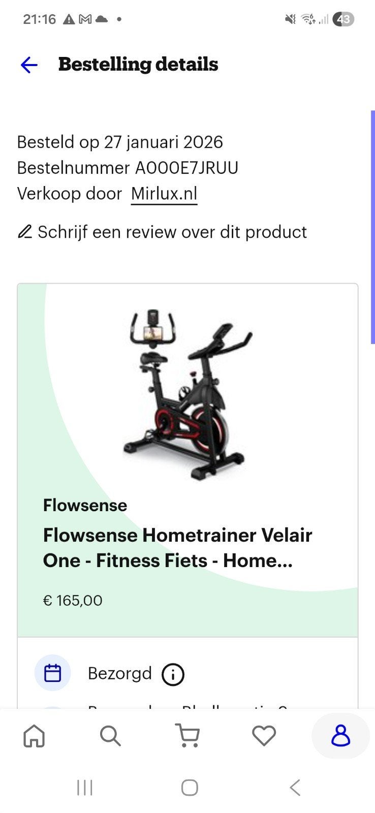 Flowsense Velair One Hometrainer - 5 mnd oud, Ophalen, Zo goed als nieuw, Metaal, Benen