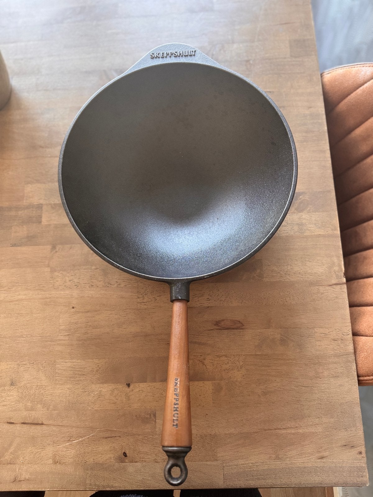 Skeppshult Gietijzeren Wokpan 32 cm - Zo goed als nieuw, Gietijzer, Ophalen of Verzenden, Zo goed als nieuw, Geschikt voor inductie