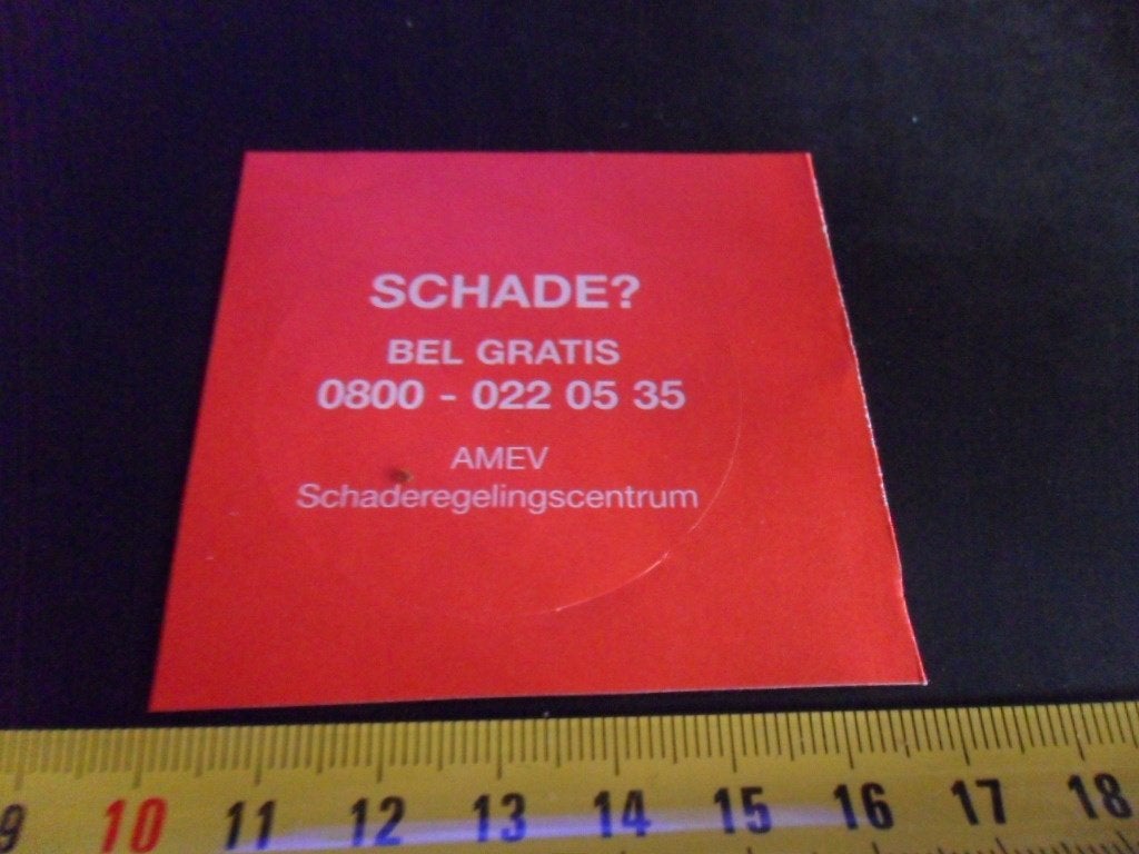 sticker AMEV Schaderegelingscentrum 0800-0220535, Ophalen, Zo goed als nieuw