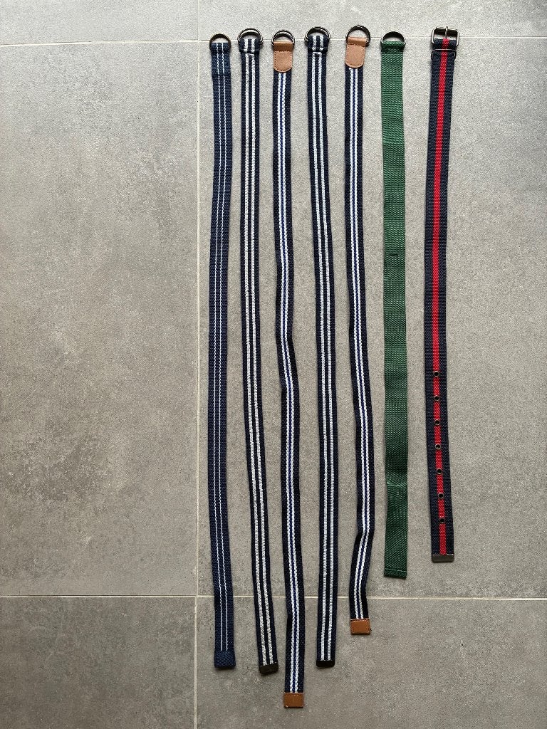 7 Polyester kinderriemen in verschillende lengtes, Kinderen en Baby's, Kindermode-accessoires, Ophalen of Verzenden, Zo goed als nieuw
