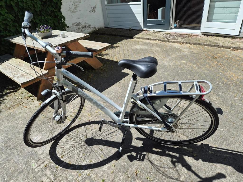 Giant damesfiets met versnellingen en bagagedrager, Ophalen, Velgrem, Versnellingen, Giant