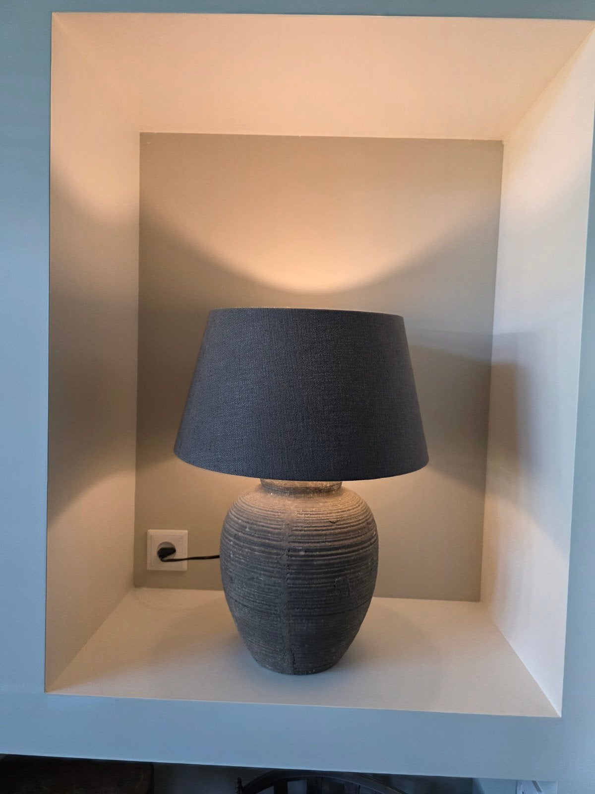 Luxe kruik tafellamp schemerlamp grijs/taupe 55cm, Huis en Inrichting, Lampen | Tafellampen, Ophalen