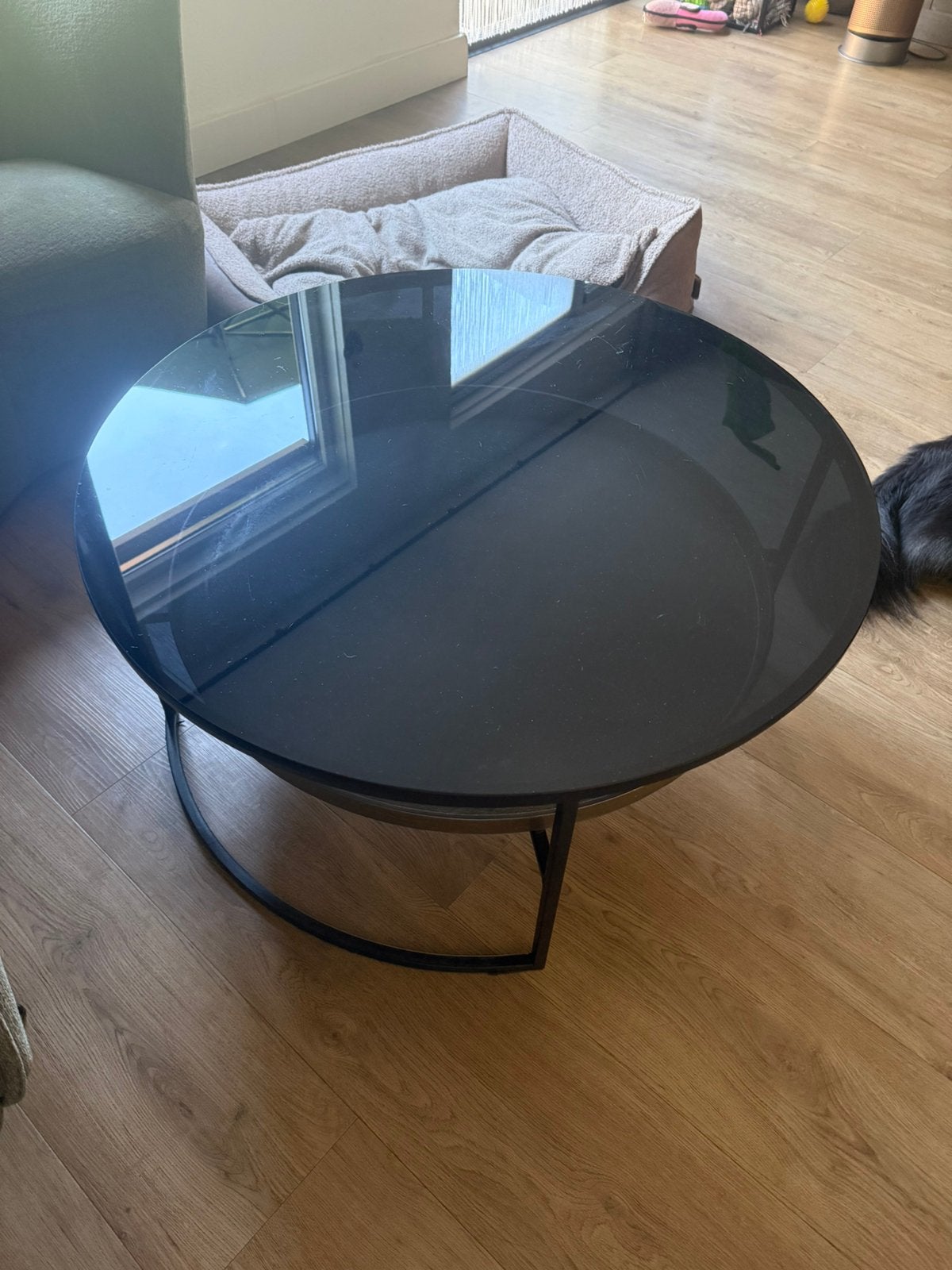 Salontafel glas. Diameter 80, Huis en Inrichting, Tafels | Salontafels, Ophalen, 50 tot 100 cm, Rond, Glas