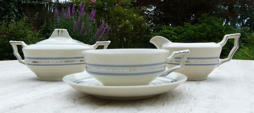 Mooi Art Deco Roomstel Grijs + Zilveren Bies plus K + S, Overige merken, Klassiek, Overige typen, Nieuw