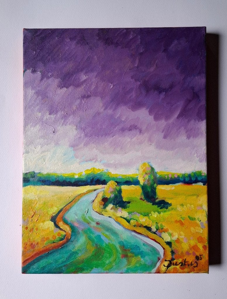 Schilderij van JUSTUS DONKER, Antiek en Kunst, Kunst | Schilderijen | Modern, Ophalen of Verzenden, Op houten frame, Landschap