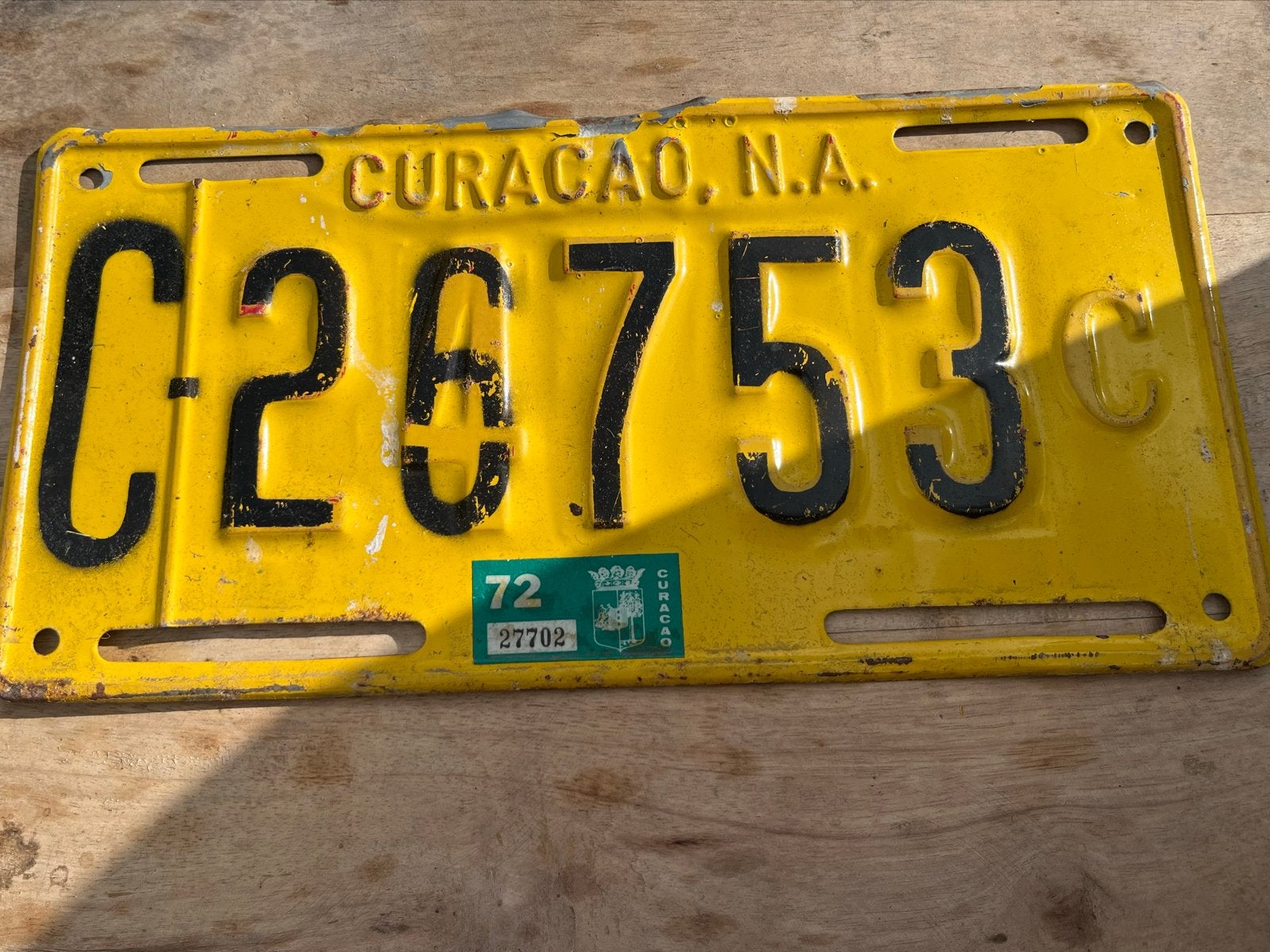Kentekenplaat Curaçao N.A. C26753 uit 1972, Verzamelen, Automerken, Motoren en Formule 1, Ophalen of Verzenden, Gebruikt