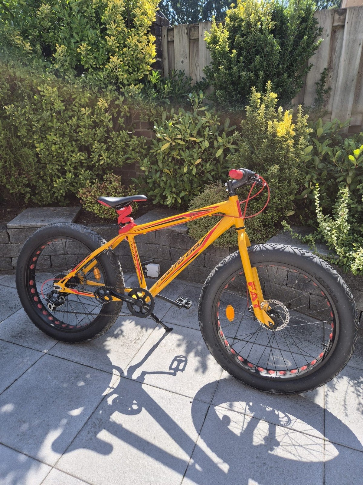 Stoere Route 66 Fatbike - Geel met Rode Accenten, Overige merken, 10 tot 15 versnellingen, Ophalen of Verzenden, Schijfrem