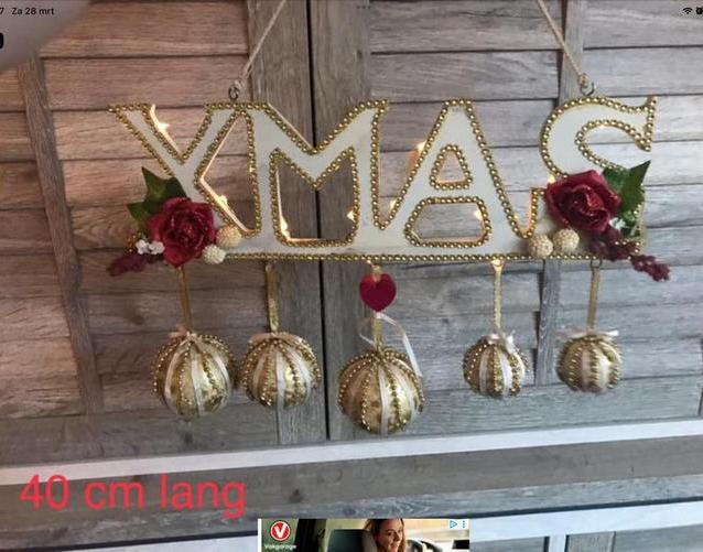 Xmas raam deur wantdecoratie met verlichting 40 cm lang, Diversen, Kerst, Ophalen