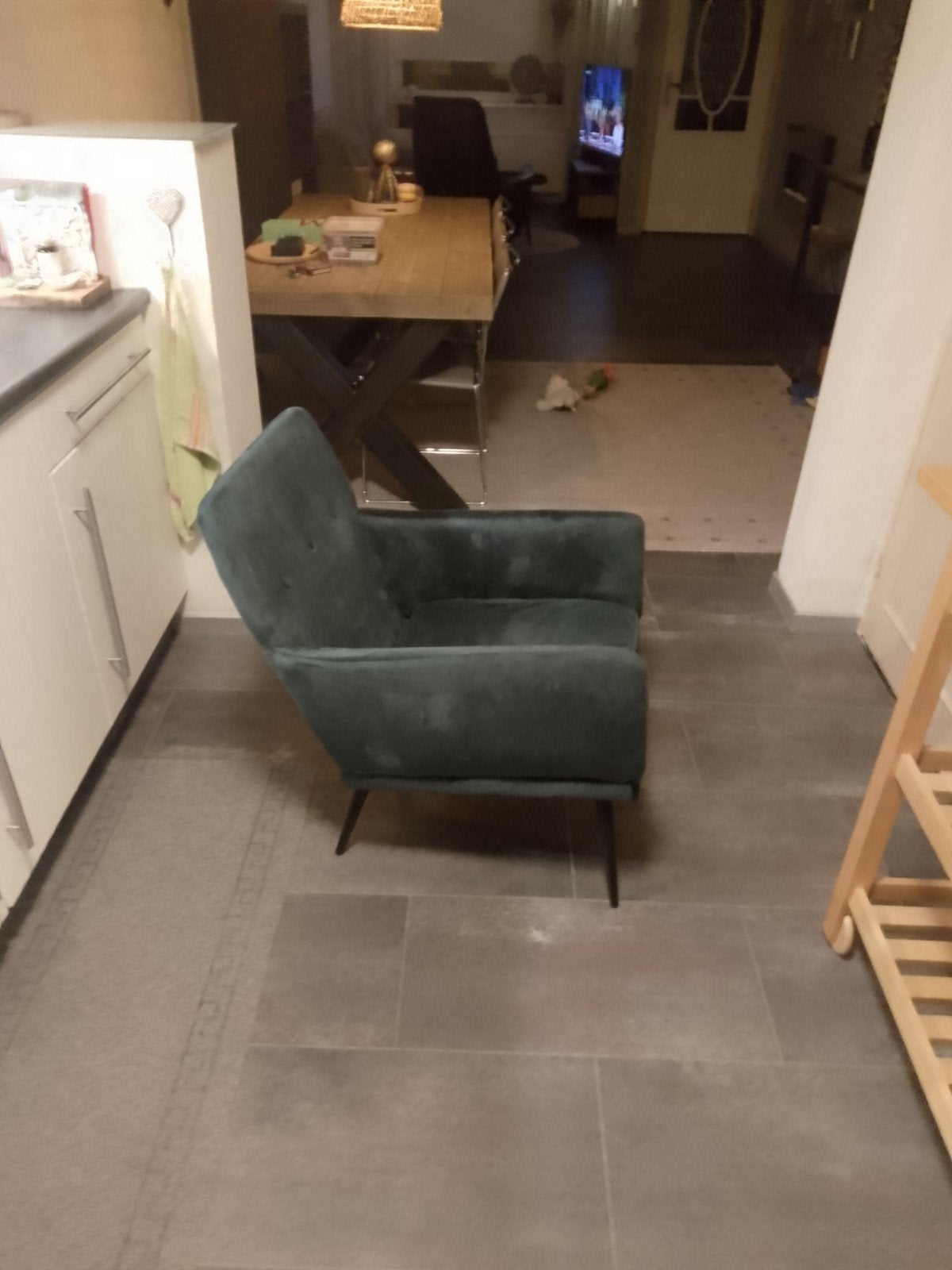 Nieuwe groene fluwelen stoel, Ophalen, Nieuw, Overige kleuren, Eén