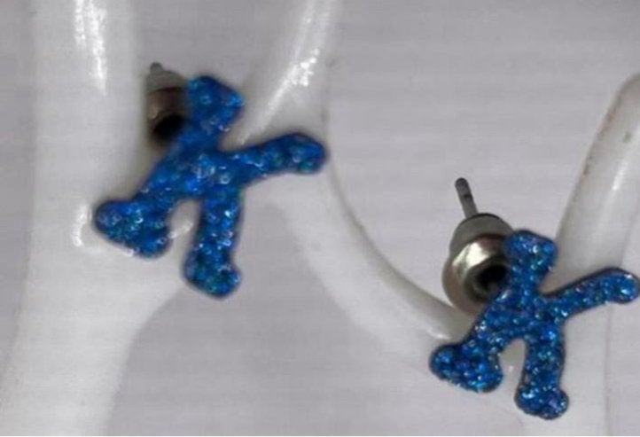 Nieuwe Blauwe Glitter Letter K Oorknopjes, Overige materialen, Blauw, Nieuw, Ophalen of Verzenden