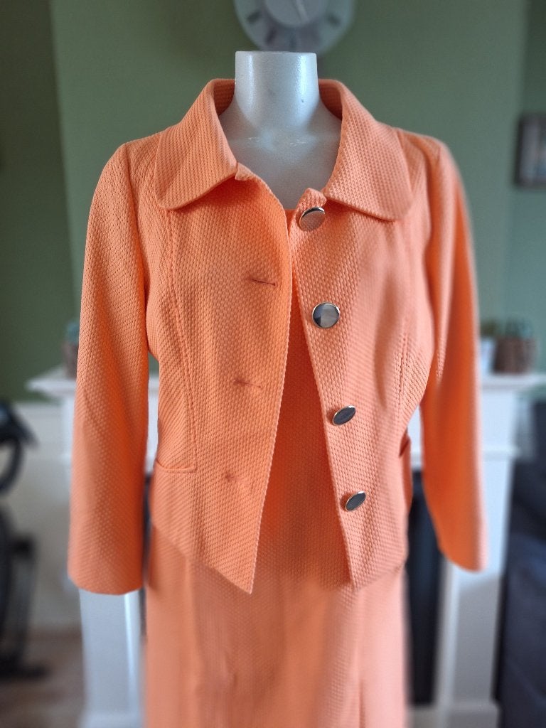 Caroline Biss jurk blazer jasje combinatie oranje mt 40, Maat 38/40 (M), Verzenden, Oranje, Zo goed als nieuw