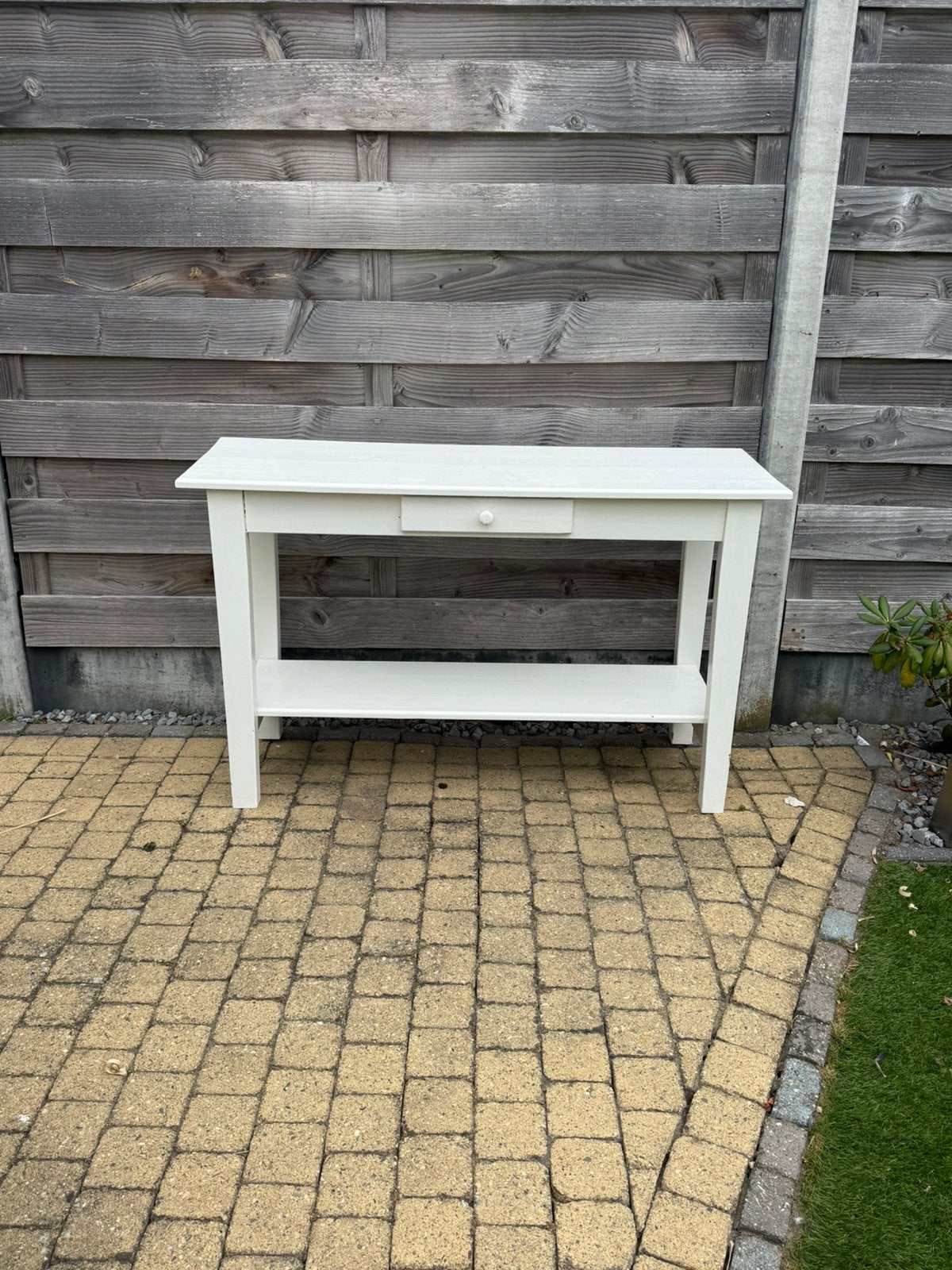 Witte sidetable, Huis en Inrichting, Ophalen, Gebruikt, 100 tot 150 cm, Grenenhout