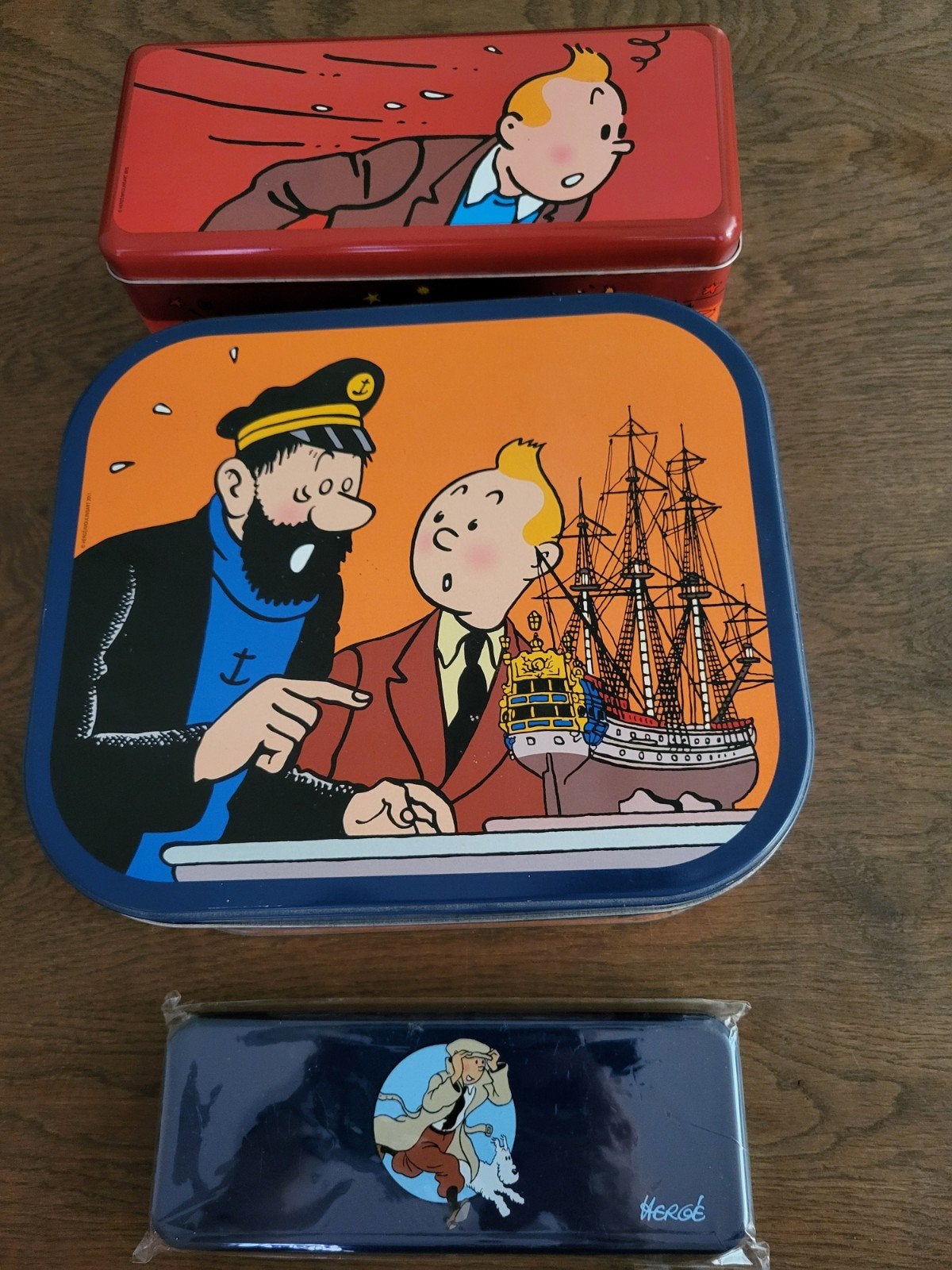 3 Kuifje blikken - Hergé, Verzamelen, Ophalen of Verzenden, Kuifje, Zo goed als nieuw, Gebruiksvoorwerp