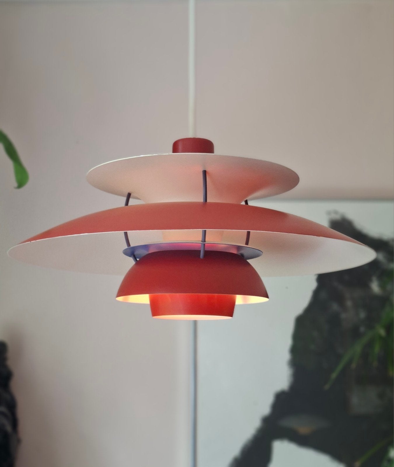 Louis Poulsen PH5 PH 5 origineel rood, Huis en Inrichting, Lampen | Hanglampen, Ophalen of Verzenden, Stof, Minder dan 50 cm