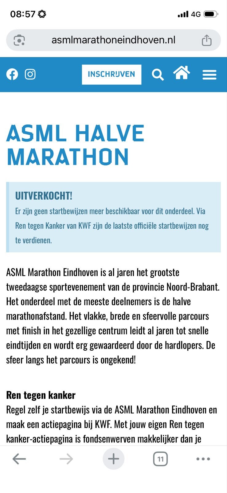 Gezocht: ticket halve marathon eindhoven, Eén persoon