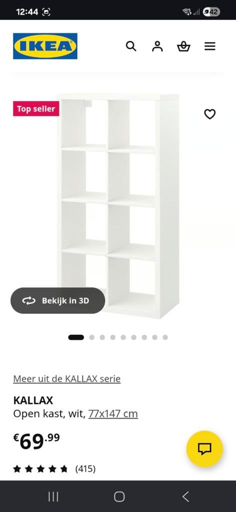 Witte IKEA Kallax kast met 2 lades, Huis en Inrichting, Kasten | Boekenkasten, Met plank(en), Gebruikt, 100 tot 150 cm, 25 tot 50 cm