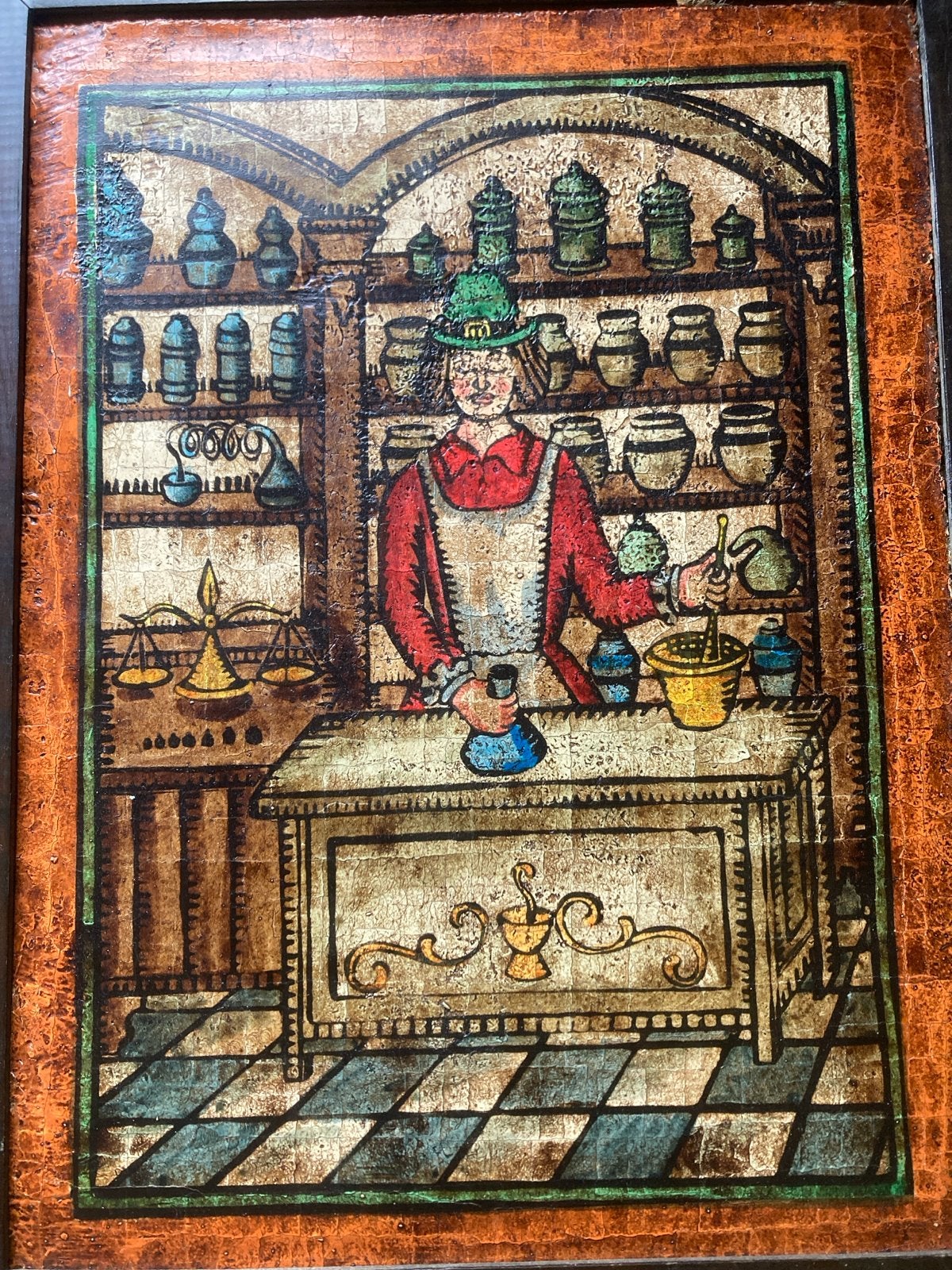 Vintage Apotheker Schilderij - Handgeschilderd, Ophalen