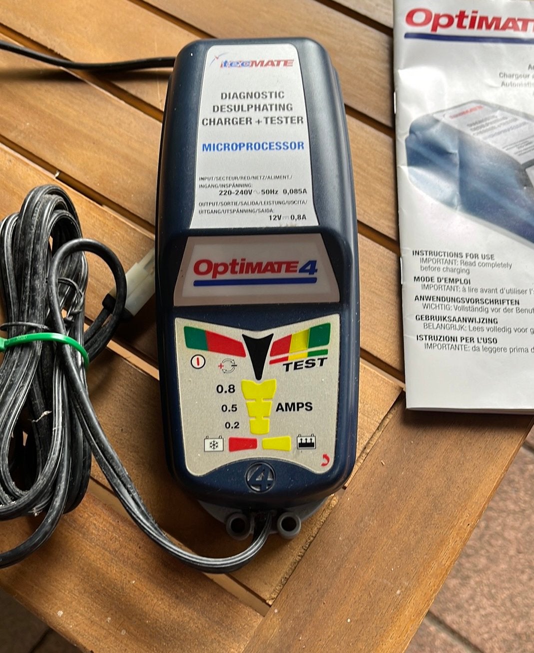 Optimate 4, druppellader 12 volt accu’s, Ophalen of Verzenden, Gebruikt