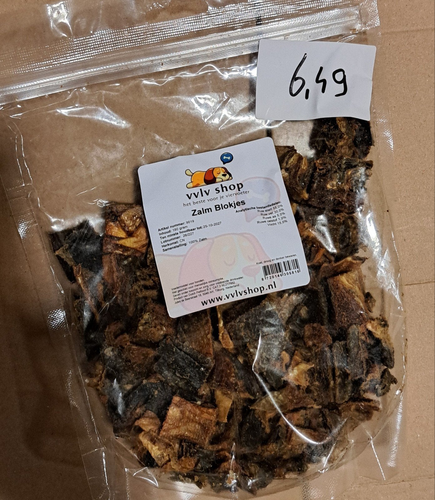 zalm blokjes 180gram, Dieren en Toebehoren, Ophalen of Verzenden, Hond