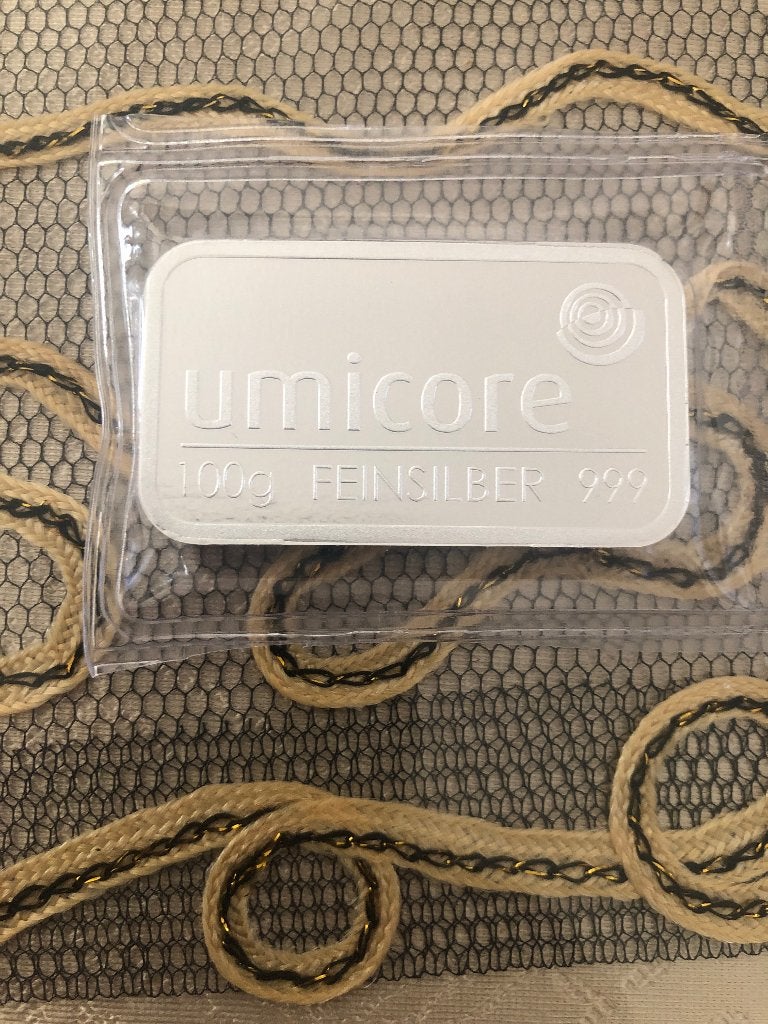 Umicore Zilverbaar 100 gram, Postzegels en Munten, Ophalen of Verzenden, Zilver