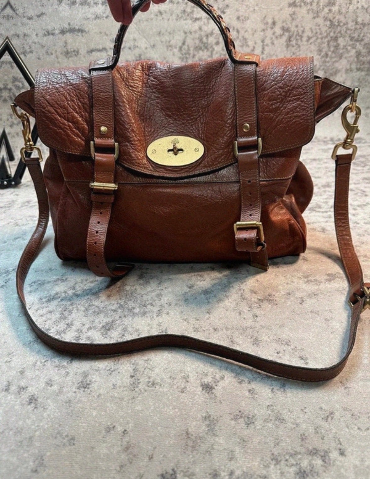 Vintage Mulberry Alexa handtas in oak brown leer, Ophalen of Verzenden, Gebruikt, Bruin, Handtas