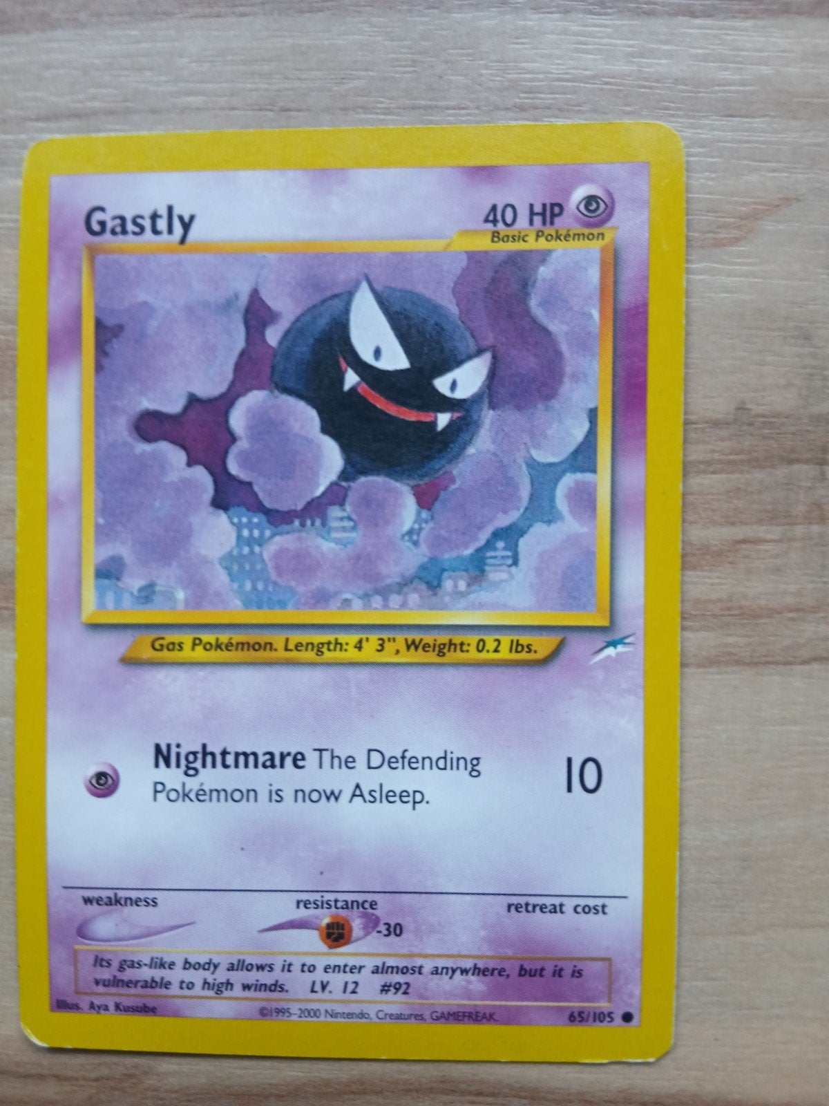 Gastly Pokémon Kaart (65/105) - Basic Pokémon, Ophalen of Verzenden, Gebruikt, Losse kaart