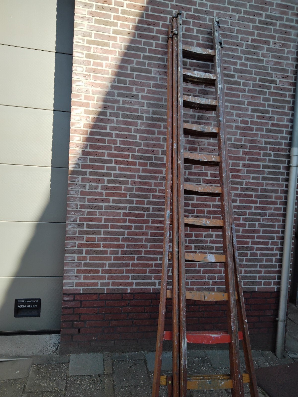 Te koop houten schilders ladder. (uitschuifbaar), Ophalen, Gebruikt, 4 meter of meer