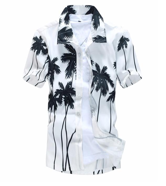 Heren wit hawai overhemd (M L XL 2XL 3XL 4XL 5XL palmbomen), Verzenden, Nieuw, Wit, Overige halswijdtes