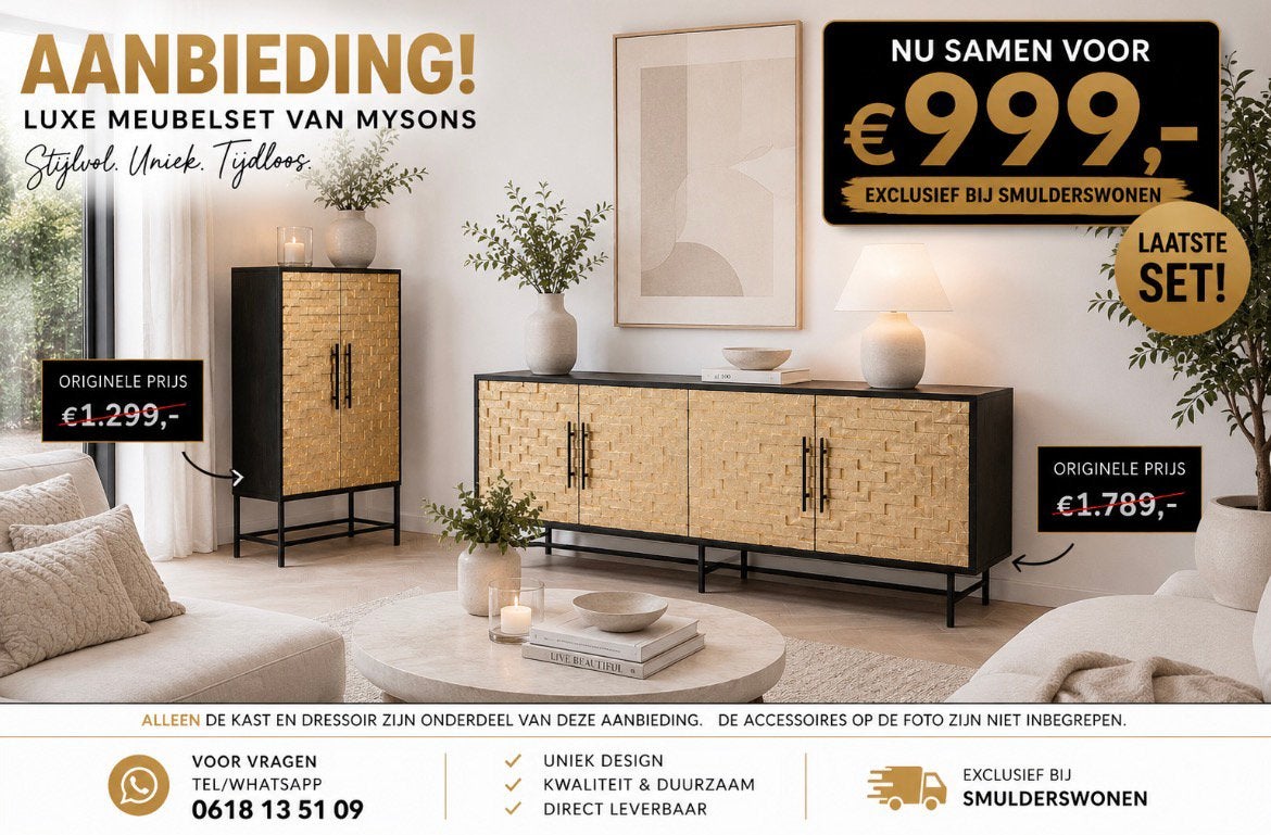 Dressoir + wandkast Gold geen €3098 NU €999 !!!, Ophalen, Nieuw, 25 tot 50 cm, 150 tot 200 cm