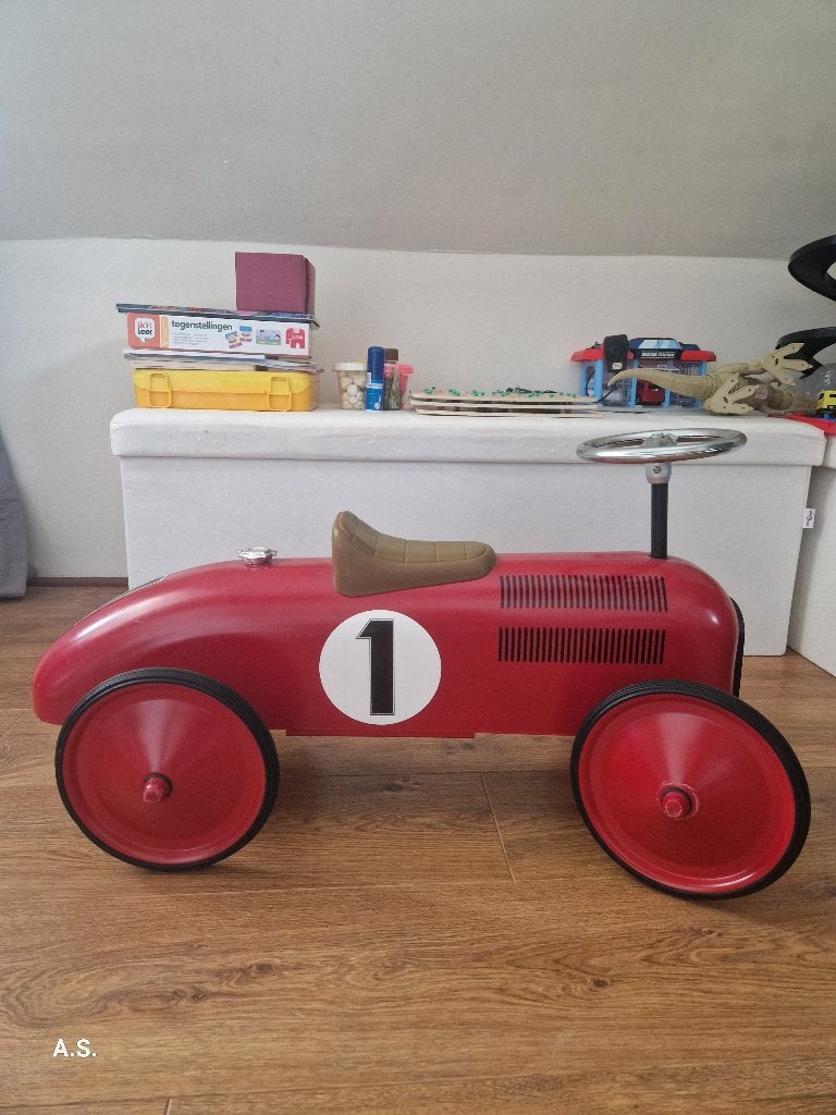 Baghera Rider – Retro loopauto rood | Metalen raceauto, Ophalen, Zo goed als nieuw, Loopvoertuig