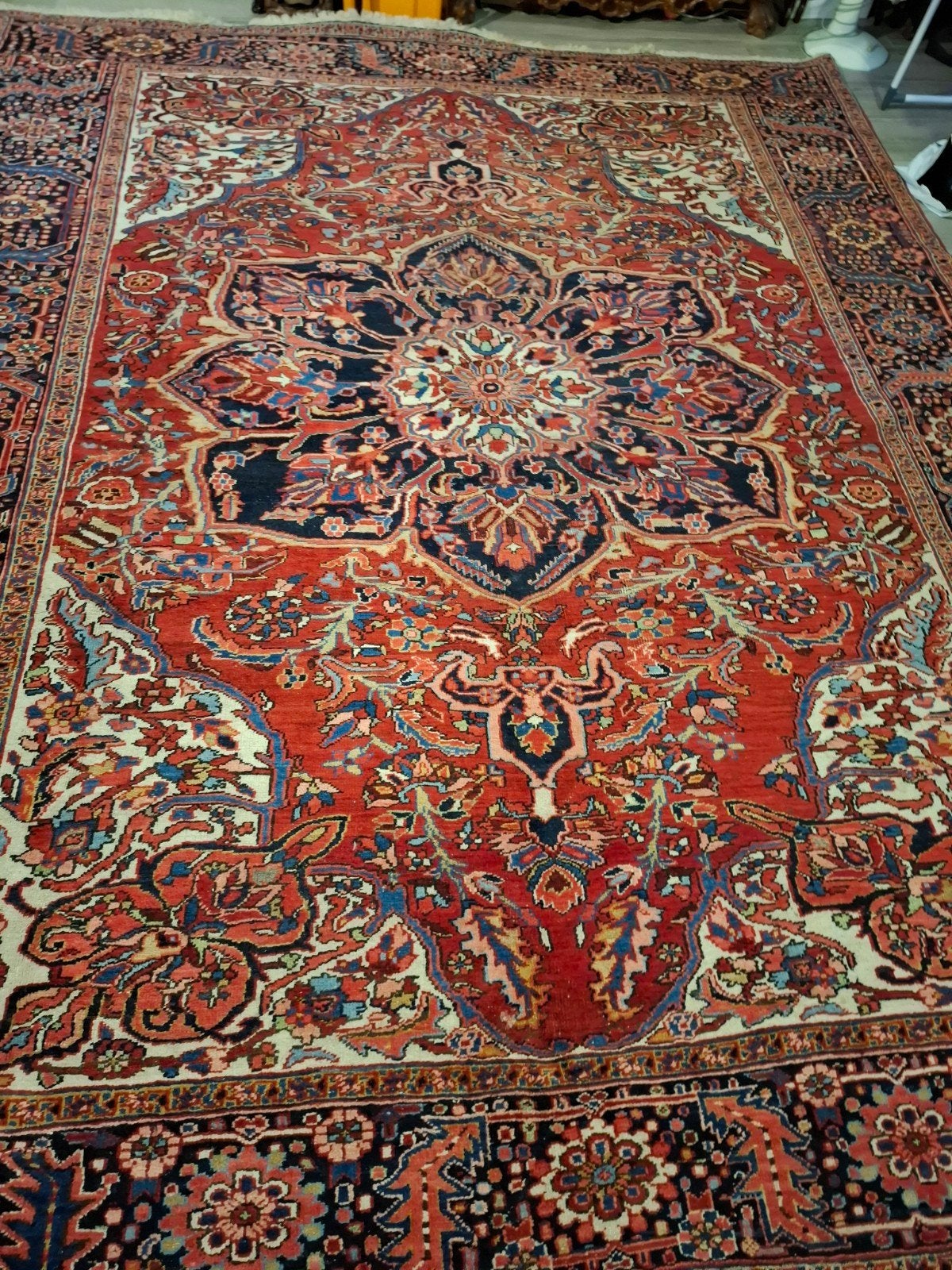 Handgemaakte Perzische tapijt Heriz uit Iran, Ophalen, Rechthoekig, 200 cm of meer