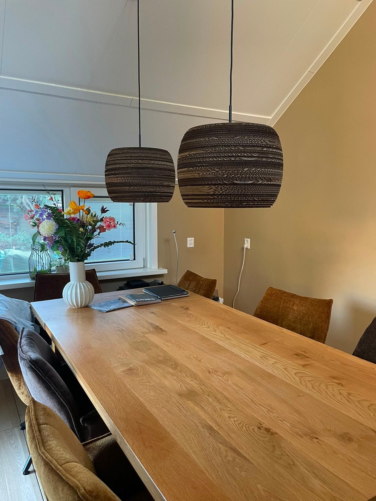 Uitschuifbare/verlengbare eettafel van eikenhout, Huis en Inrichting, Tafels | Eettafels, Ophalen, Gebruikt, Eikenhout, 50 tot 100 cm