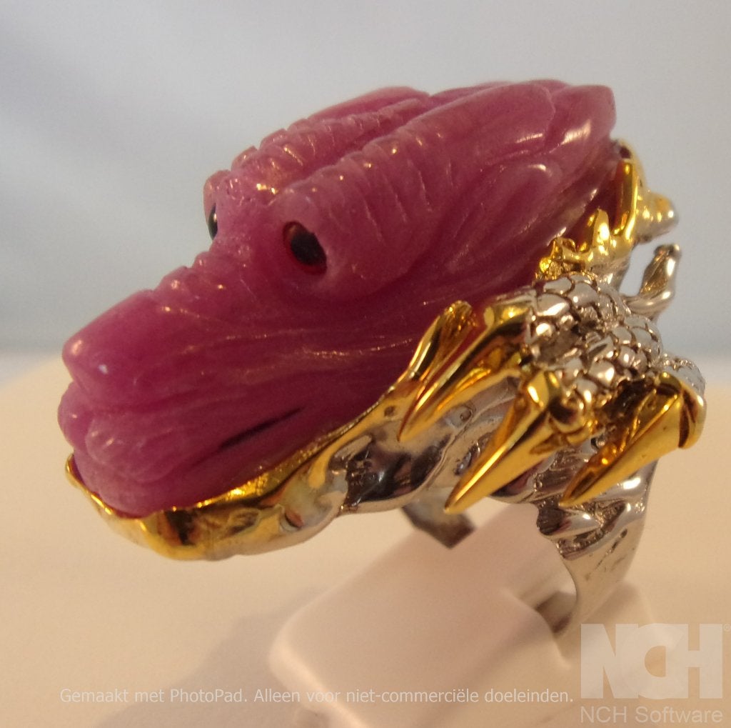 Unieke Heren ring met Robijn, zilver/goud, Verzenden, Heer, Nieuw, Met edelsteen