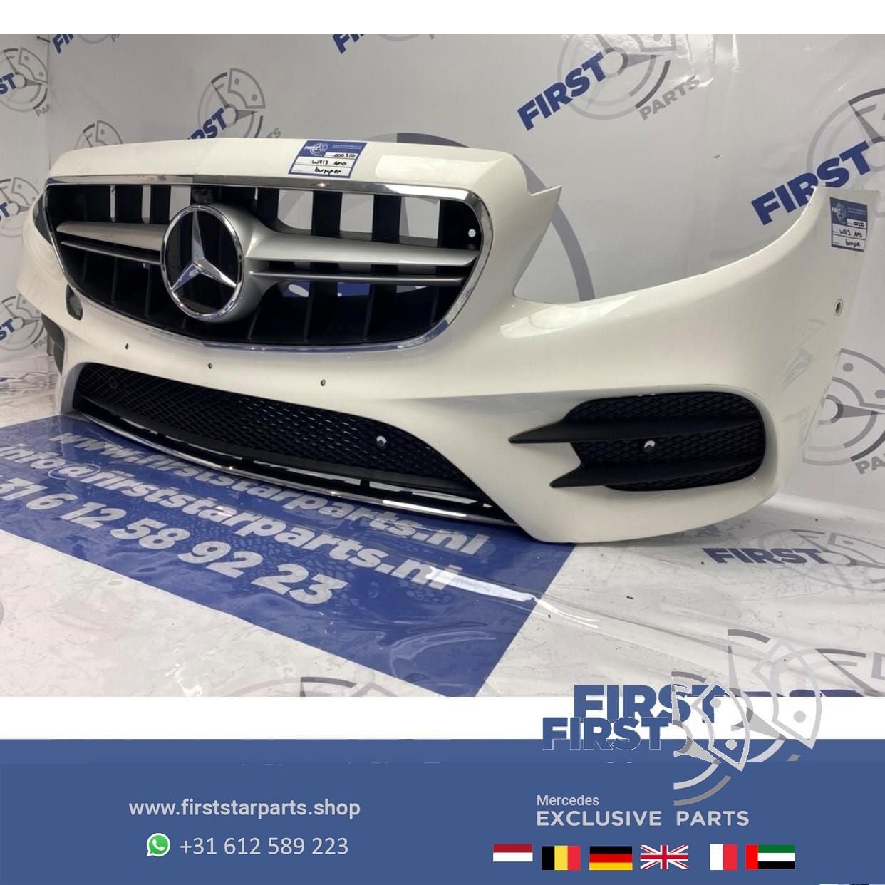 W213 AMG LINE VOORBUMPER + AMG GRIL Mercedes E Klasse WIT 20, Gebruikt, -, Voor, Ophalen of Verzenden