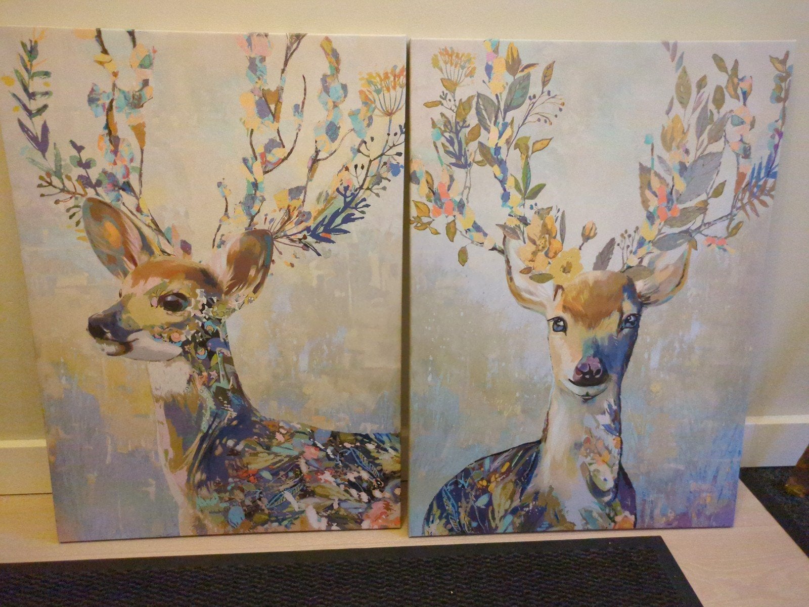 Canvasdoek / schilderij met rendieren, Ophalen, 50 – 75, Zo goed als nieuw, Schilderij