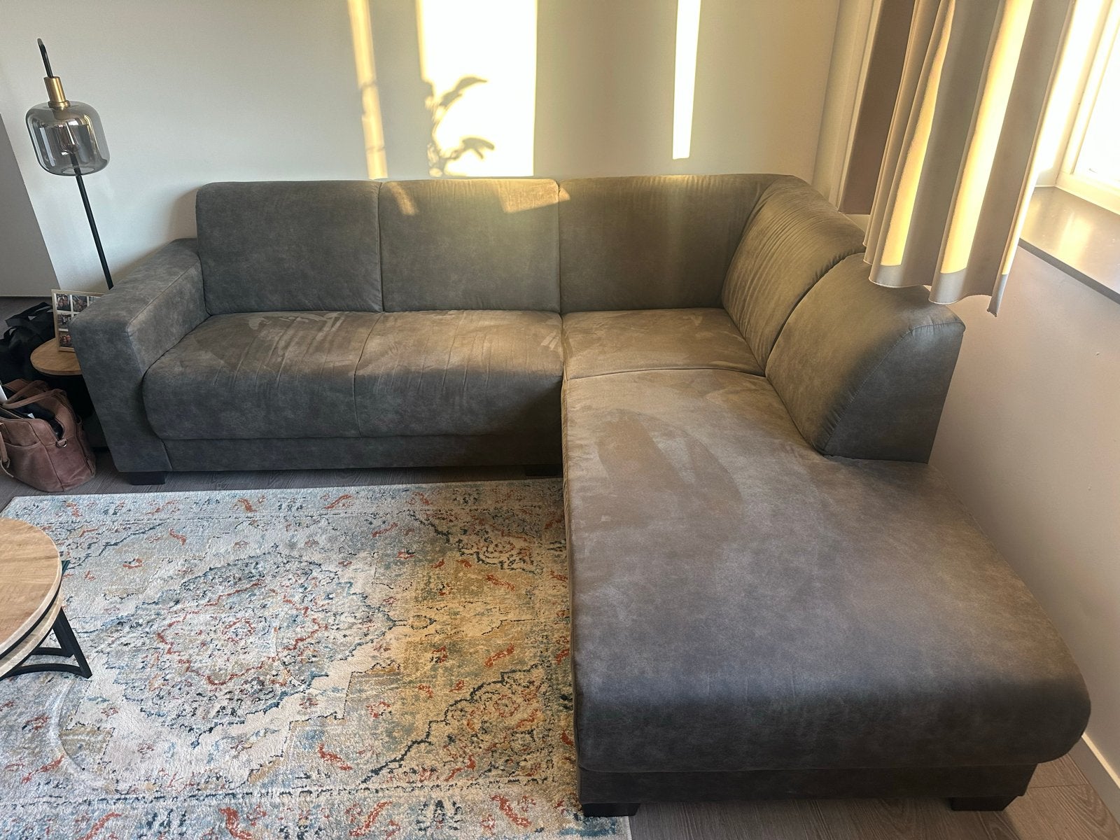 Hoekbank antraciet, Huis en Inrichting, Banken | Bankstellen, Ophalen, Overige materialen, 250 tot 300 cm, 100 tot 125 cm