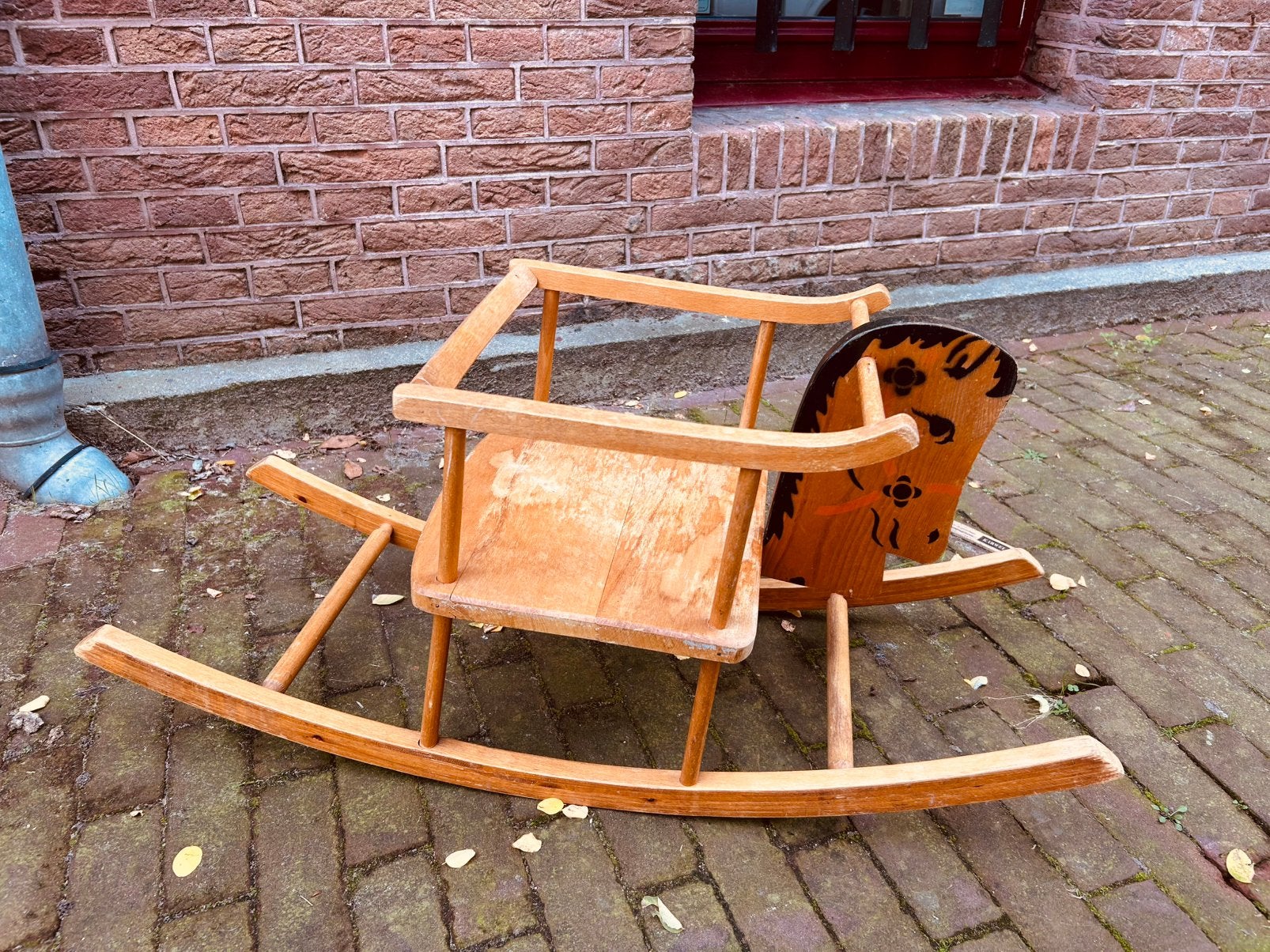 Vintage schommelpaard& schommel, Ophalen, Gebruikt