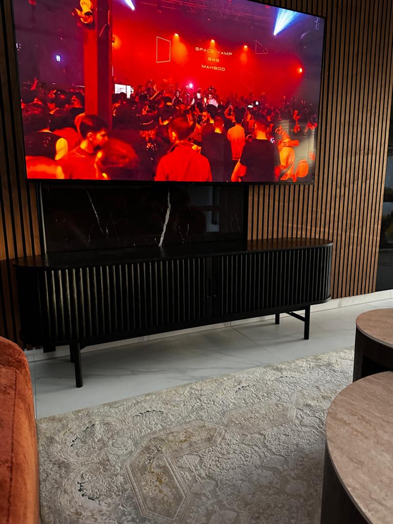 Tv meubel zwart, Ophalen, 100 tot 150 cm, Zo goed als nieuw, Minder dan 100 cm