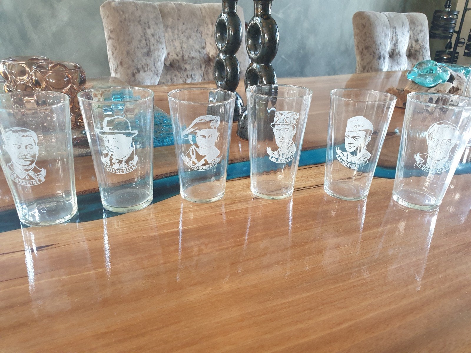 Unieke glazen met historische presidenten, Antiek en Kunst, Antiek | Glas en Kristal, Ophalen