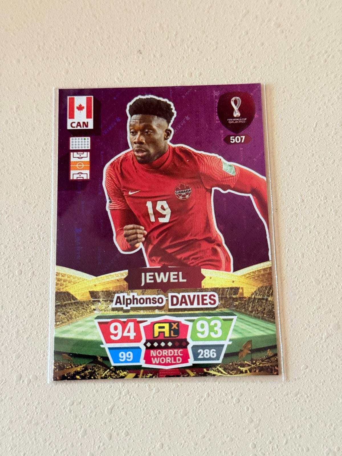 Alphonso Davies FIFA World Cup Qatar 2022 kaart, Ophalen of Verzenden, Zo goed als nieuw, Buitenlandse clubs, Spelerskaart