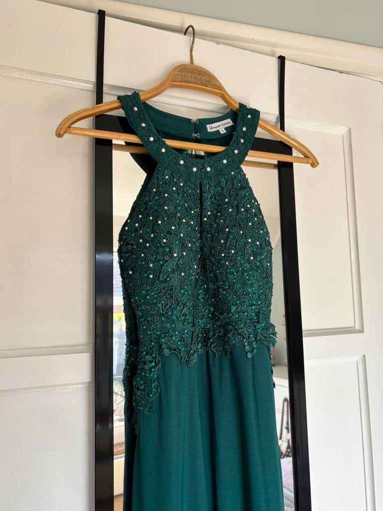 Gala jurk donkergroen Dream Dresses, Kleding | Dames, Galajurk, Ophalen of Verzenden, Zo goed als nieuw, Maat 36 (S)