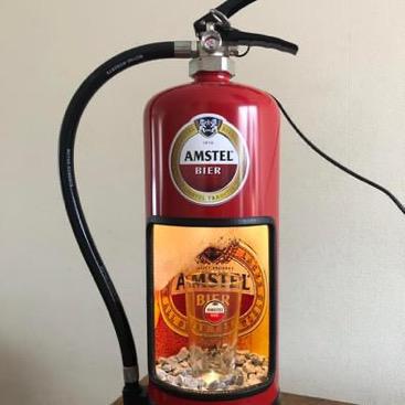 Amstel brandblusser lamp, Ophalen of Verzenden, Zo goed als nieuw, Reclamebord, Plaat of Schild