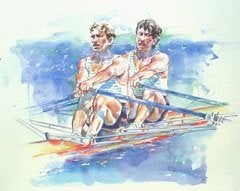 " Roeien " aquarel van Wim Hoogstraten € 60, Ophalen of Verzenden