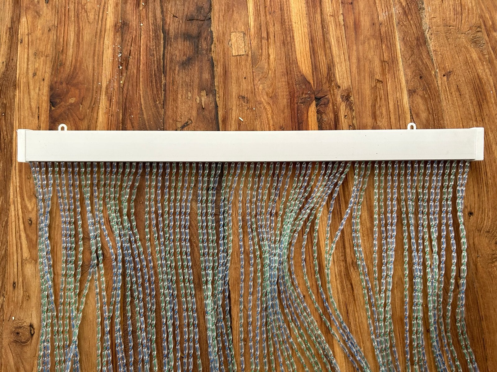 Caravan Vliegen koordgordijn groen/blauw 60x170cm, Ophalen, Gebruikt